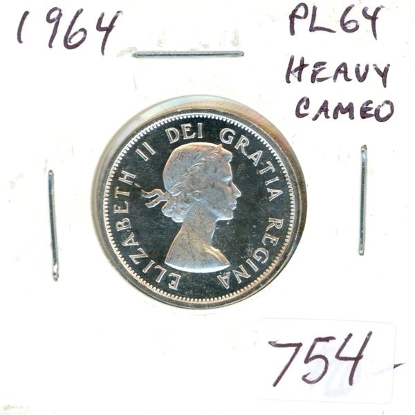 1964 Silver 25 Cents. PL-64. Heavy Cameo.