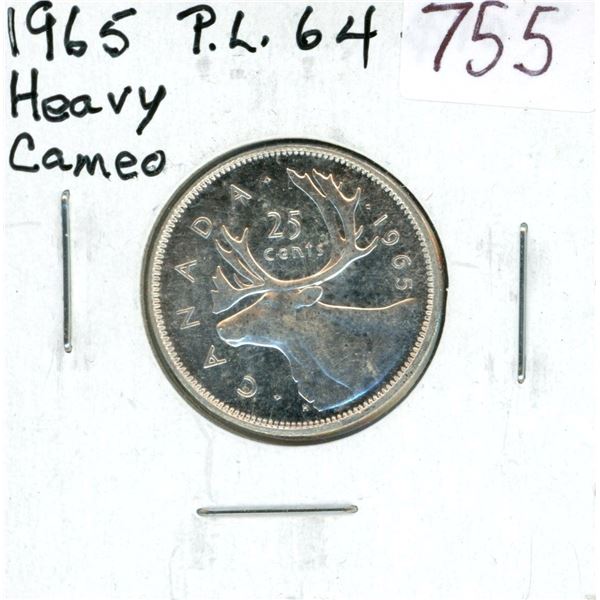 1965 Silver 25 Cents. PL-64. Heavy Cameo.