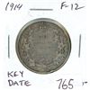 Image 1 : 1914 Silver 50 Cents. First year of World War I. Key Date. Mintage of 160,128. F-12.
