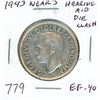 Image 1 : 1943 Near 3 with Hearing Aid from Die Clash Silver 50 Cents. EF-40.