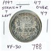 Image 1 : 1947 Straight 7 Left Silver 50 Cents. Interesting 47/47 variety. VF-30. Scarce.