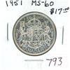Image 1 : 1951 Silver 50 Cents. MS-60.
