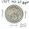 Image 1 : 1957 Silver 50 Cents. MS-63.