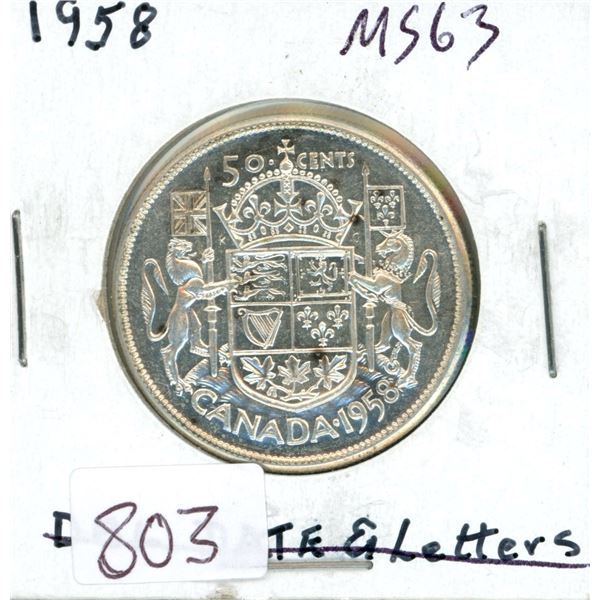 1958 Silver 50 Cents. MS-63.