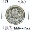 Image 1 : 1958 Silver 50 Cents. MS-63.