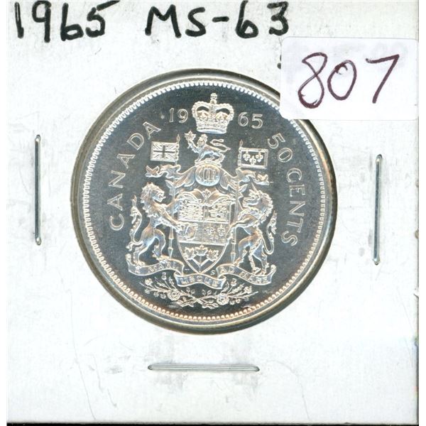 1965 Silver 50 Cents. MS-63.
