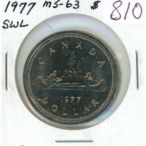 1977 Short Water Lines Nickel Dollar. MS-63.