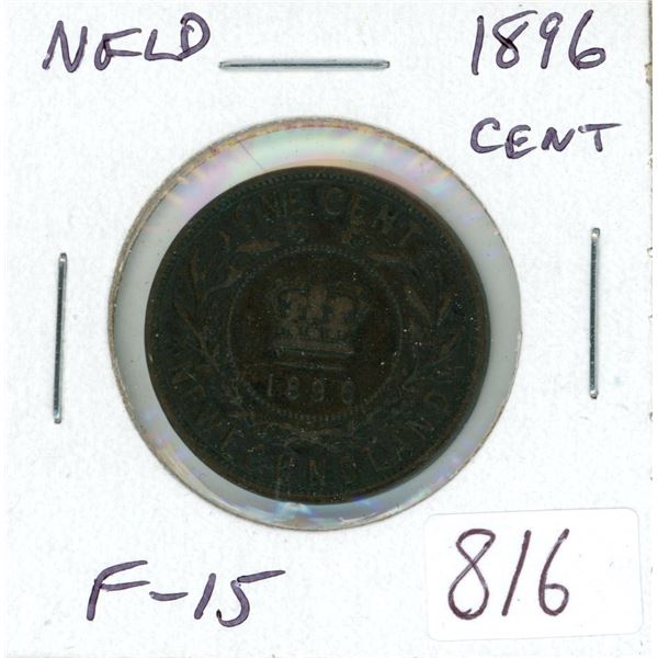 Newfoundland 1896 Large Cent. Mintage of 400,000.  F-15.