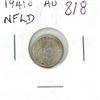 Image 1 : Newfoundland 1941c Silver 5 Cents. Mintage in Ottawa because of World War II. AU-50.