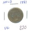Image 1 : Newfoundland 1881 Silver 20 Cents. Key Date. Mintage of 60,000. VG-8.