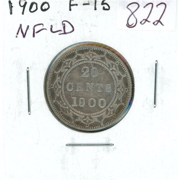 Newfoundland 1900 Silver 20 Cents. The last Victorian Silver 20 Cents issued. Key Date. Mintage of 1