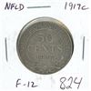 Image 1 : Newfoundland 1917c Silver 50 Cents. Minted in Ottawa because of World War I. Mintage of 375,560. F-1