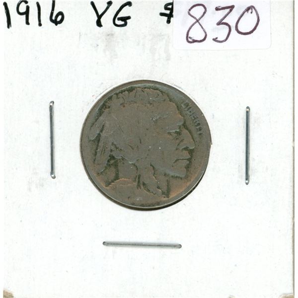U.S. 1916 Buffalo Nickel. VG-8.