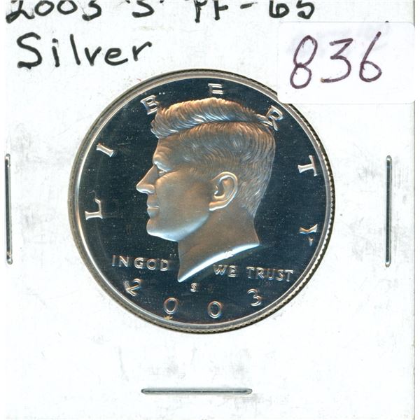 U.S. 2003S Kennedy Silver Half Dollar. San Francisco Mint. Proof. Ultra Cameo. Nice.