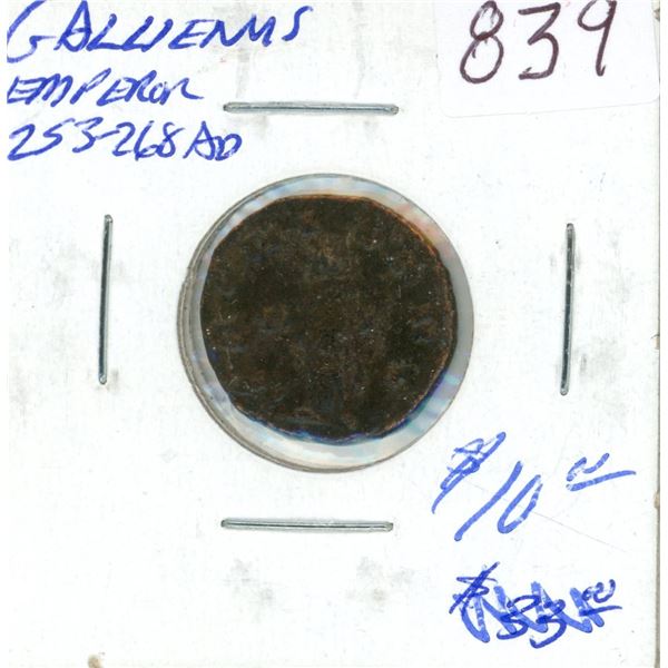 Rome. Emperor Gallienus Copper As. (253 – 268 AD).  VG.