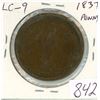 Image 1 : Pre-Confederation Token. Lower Canada. 1837 City Bank One Penny Token. LC-9. VG.
