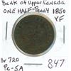 Image 1 : Pre-Confederation Token. Province of Canada 1850 Half Penny Token. Bank of Upper Canada. PC-5A. Coin