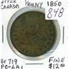 Image 1 : Pre-Confederation Token. Province of Canada 1850 One Penny Token. Bank of Upper Canada. PC-6A1. No D