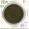 Image 1 : Pre-Confederation Token. Province of Canada 1854 One Penny Token. Bank of Upper Canada. PC-6C. Cross