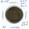 Image 1 : Pre-Confederation Token. Province of Canada 1857 Half Penny Token. Bank of Upper Canada. PC-5D. EF. 