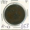 Image 1 : Pre-Confederation Token. Province of Canada 1857 One Penny Token. Bank of Upper Canada. PC-6D. F.