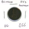 Image 1 : Great Britain. 1853 Farthing. Victoria. VG.