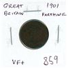 Image 1 : Great Britain. 1901 Farthing. Last issue for Victoria. VF+.