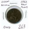 Image 1 : Great Britain. 1862 Half Penny. Victoria. Good.