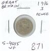 Image 1 : Great Britain. 1916 Silver 3 Pence. World War I issue. VF.