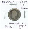 Image 1 : Great Britain. 1834 Silver 6 Pence. William IV. Good.