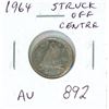 Image 1 : Canada. 1964 Off-Centre Struck Error Silver 10 Cents. AU.