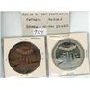 Image 1 : Lot of 2 large 1967 Canadian Centennial Medals from Ontario. Obverse depicts a city with fields and 