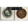 Image 2 : Lot of 2 large 1967 Canadian Centennial Medals from Ontario. Obverse depicts a city with fields and 