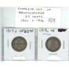 Image 1 : Complete Set of 2 Newfoundland 25 cents. Both minted in Ottawa (1917c & 1919c). Coins grade VF and V