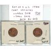 Image 1 : Lot of 2 U.S. 1970S Cents Varieties. Large Date & Small Date. BU Red.