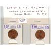 Image 1 : Lot of 2 U.S. 1982 Cents Varieties. Large Date & Small Date. BU Red.