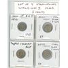 Image 1 : Lot of 4 Newfoundland World War II Silver 5 Cents. Includes 1940c, 1941c, 1942c & 1945c. Coins grade