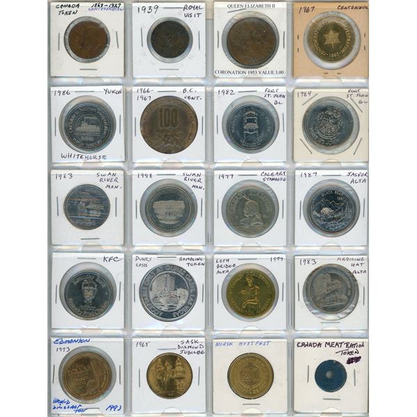 Lot of 20 Trade Dollars, Medals & Tokens. Includes 1927 Confederation, 1939 Royal Visit, 1953 Corona
