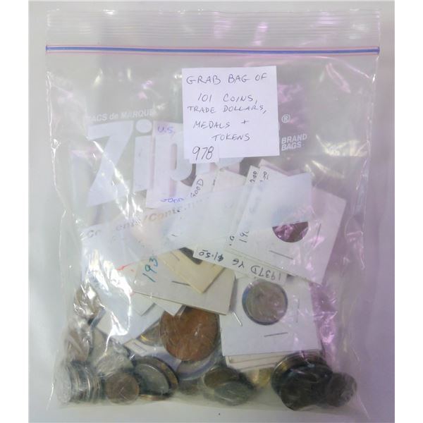 Grab Bag of 101 different coins.: 5 Canadian Large Cents, 24 Canadian Small Cents, 29 Canadian Nicke