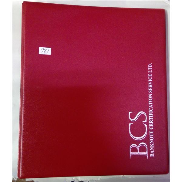 Banknote Certification Service 3-ring Folder for housing up to 10 Certified or regular banknotes. Ne