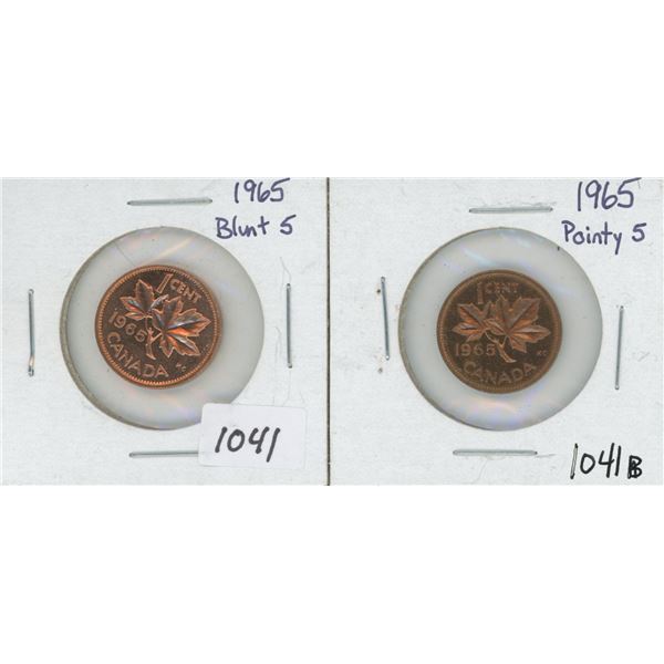 1965 One Cent Uncirculated Pair