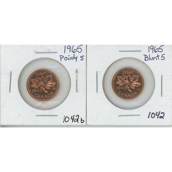 1965 One Cent Uncirculated Pair