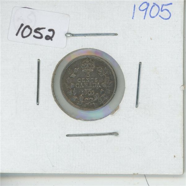 1905 Silver 5 Cent Saskatchewan Provincial Year