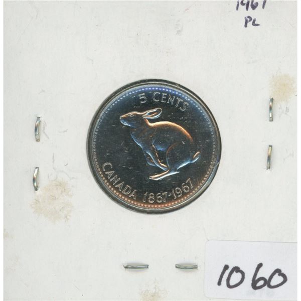 1967 5 Cent Canadian Centenial Rabbit