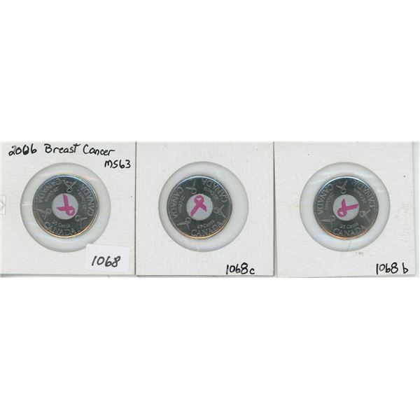 2006P 25 Cent Breast Cancer Quarter ms63 from mint roll 3 Coins