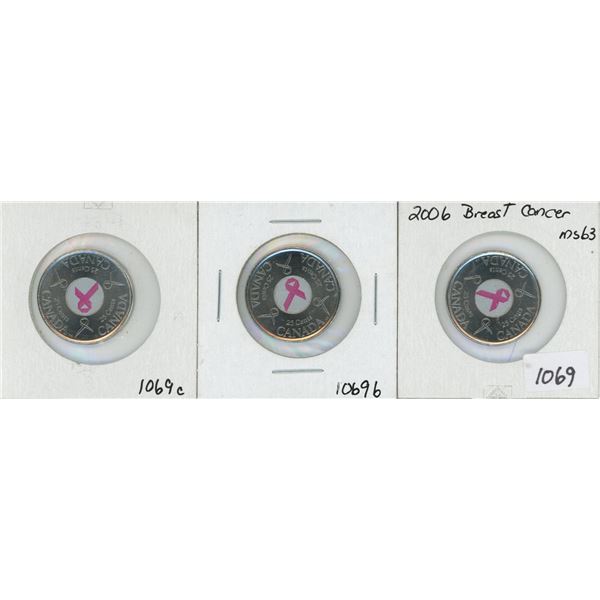 2006P 25 Cent Breast Cancer Quarter ms63 from mint roll 3 Coins