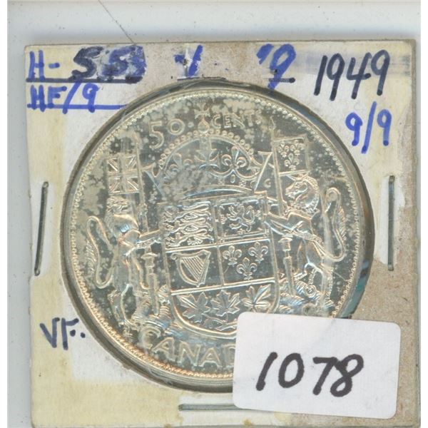 1949 50¢ Silver Hoof over 9