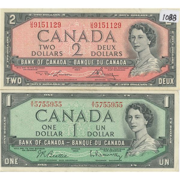 1954 $1 & $2 Bills