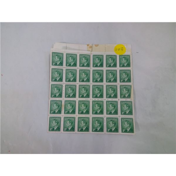 Sheet of 80 Canadian 1¢ Stamps