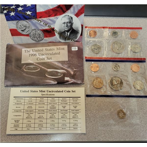 996 USA uncirculated coin set